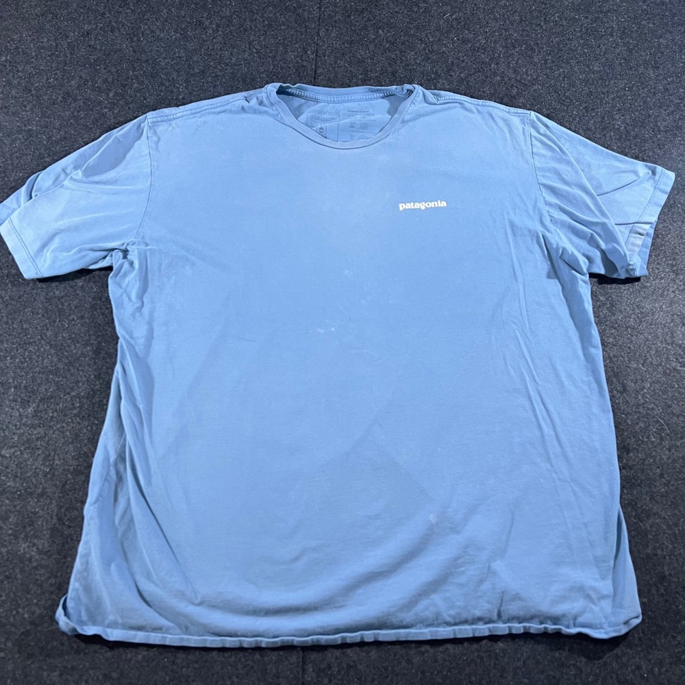 Patagonia T-Shirt Mens XL Blue P-6 Logo Graphic Organic Cotton Hiking Tee